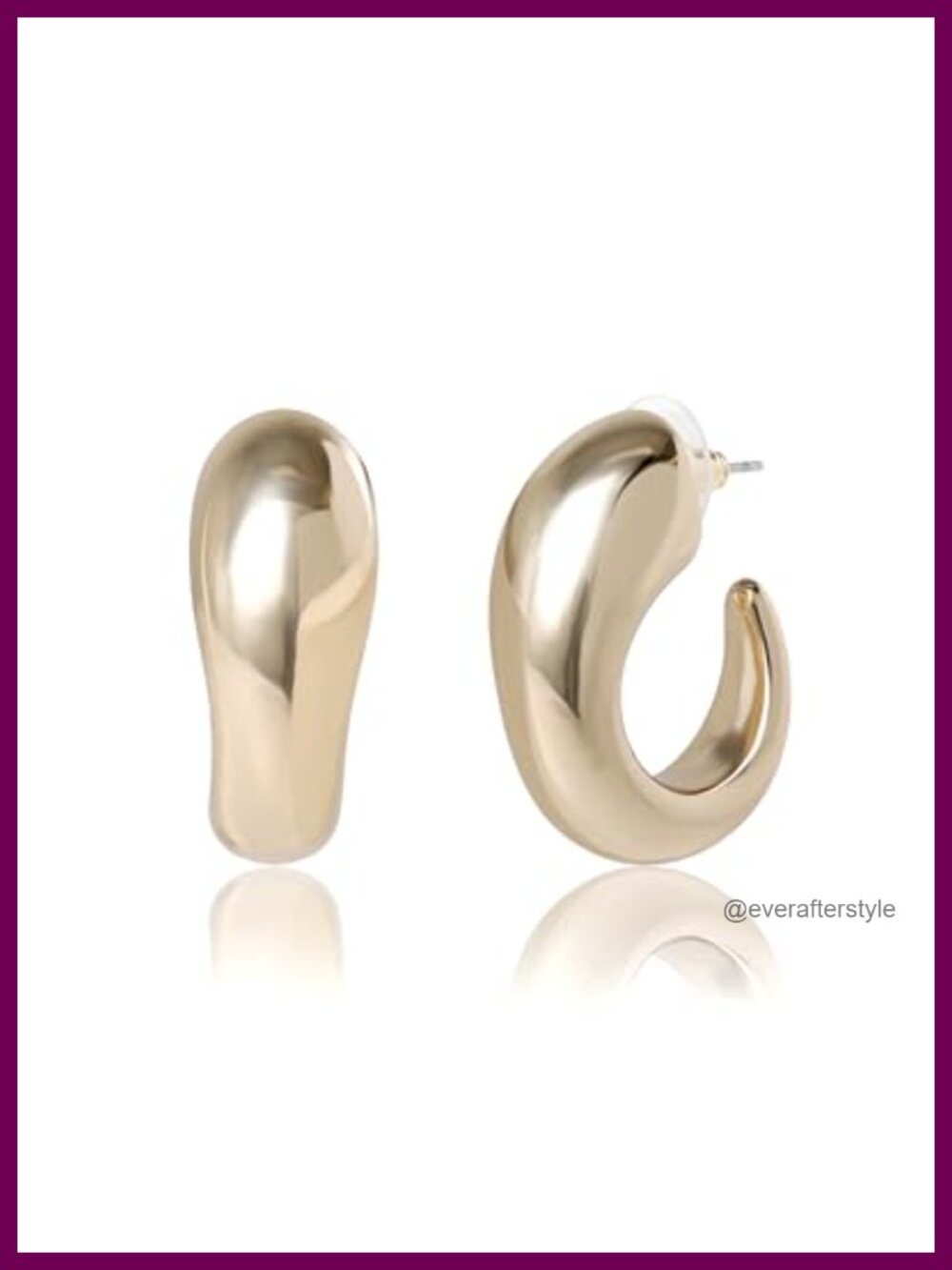 Gold-Tone Hoop and Drop Earrings Push Back Statement